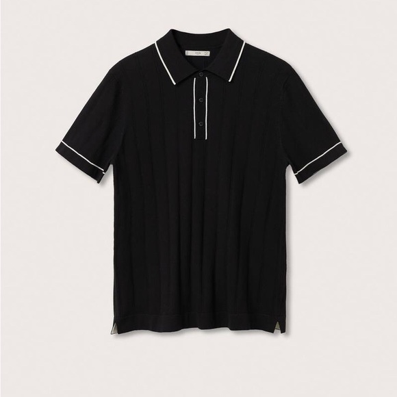 Mango Ribbed Knit Polo Shirt - Picture 5 of 7